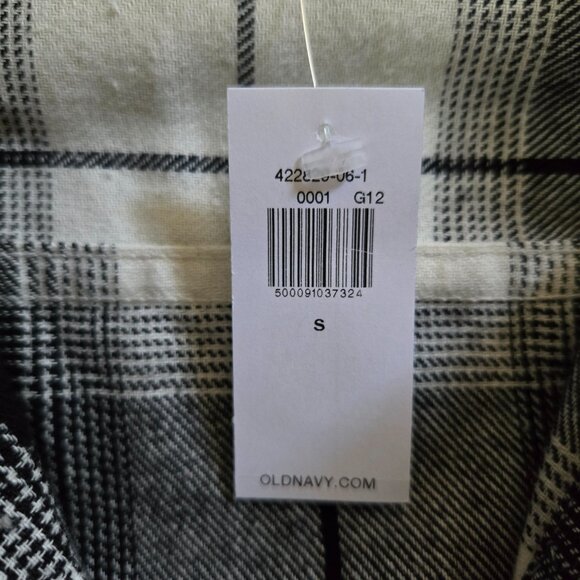 NWT Old Navy Black Loose Fit Plaid Flannel Boyfriend Button-Down Shirt Size S - Picture 12 of 13